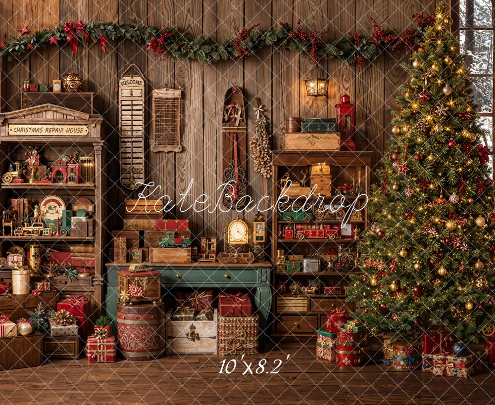 Kate Noël Arbre Cadeaux Jouets Bois Toile de fond en Laine conçue par Emetselch