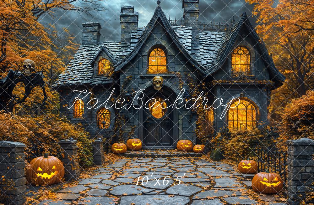 Kate Halloween Maison Citrouilles Toile de fond en Laine conçue par Emetselch - Kate Backdrop FR