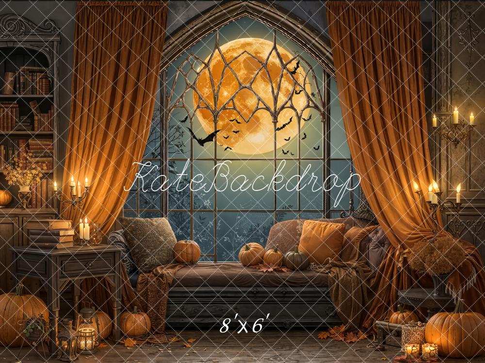 Kate Halloween Salon Lune Citrouilles Toile de fond conçue par Emetselch - Kate Backdrop FR