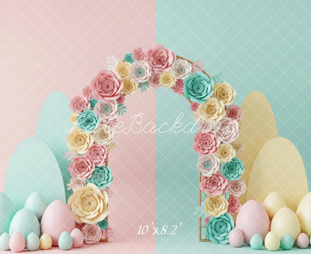 Kate Pâques Arc Fleurs Œufs Toile de fond en Polar conçue par Patty Roberts