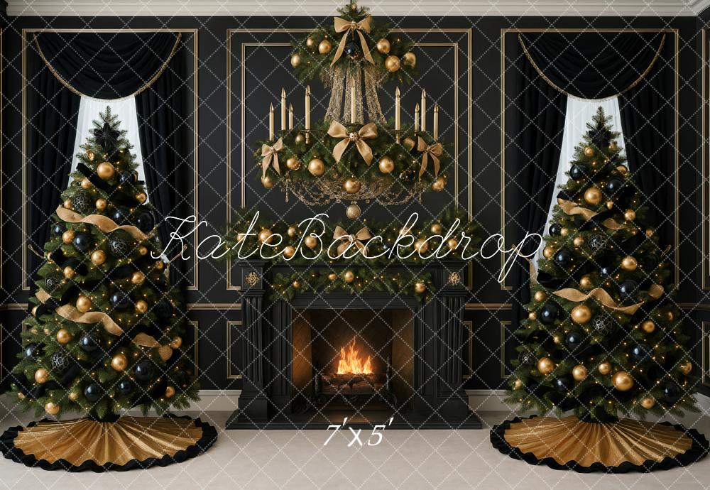 Kate Noël Sapins Cheminée Bougies Noir Toile de fond conçue par Ashley Paul