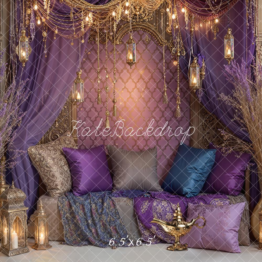Kate Oriental Salon Lanternes Violet Toile de fond conçue par Emetselch - Kate Backdrop FR