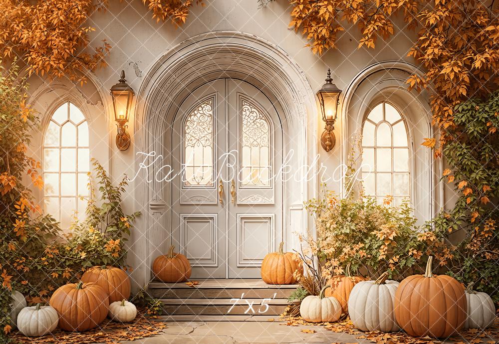 Kate Automne Citrouilles Feuillage Porte Toile de fond conçue par Emetselch