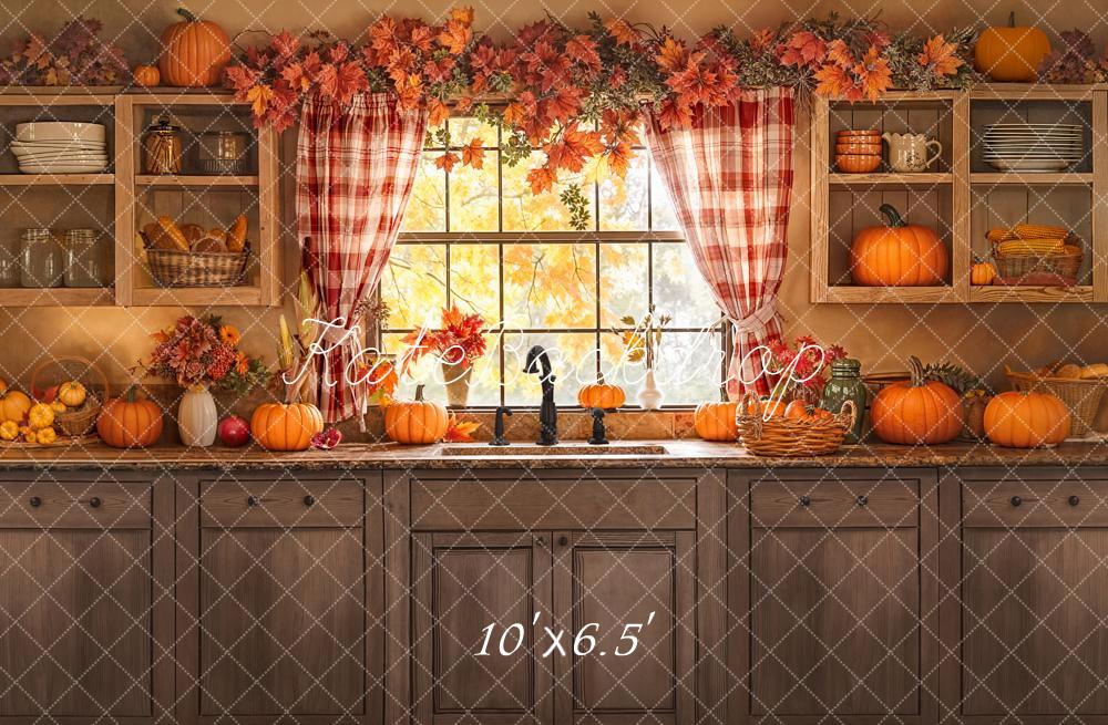 Kate Automne Cuisine Citrouilles Fenêtre Toile de fond conçue par Emetselch
