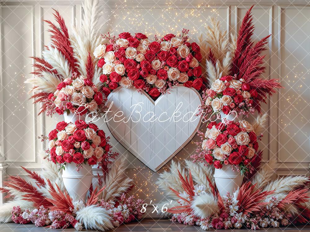Kate Saint Valentin Mariage Fleurs Pampas Toile de fond conçue par Mini MakeBelieve