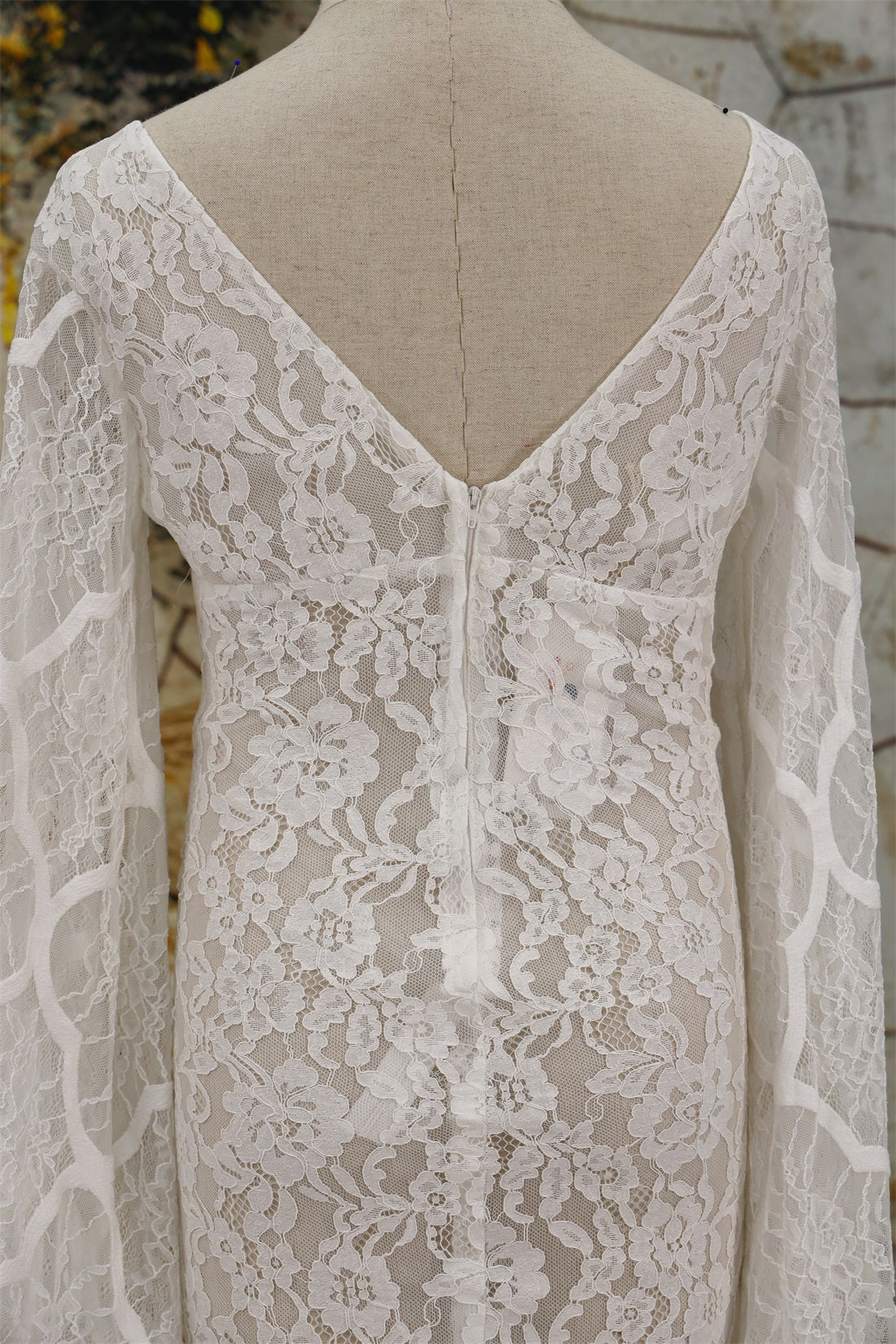 Kate Dentelle Col en V Blanc Longue Robe de Grossesse pour Séance Photo - Kate Backdrop FR