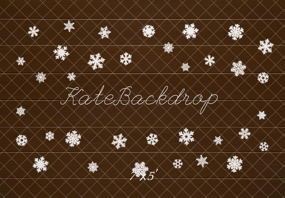 Kate Hiver Flocons Bois Marron Sol Toile de fond conçue par Mini MakeBelieve