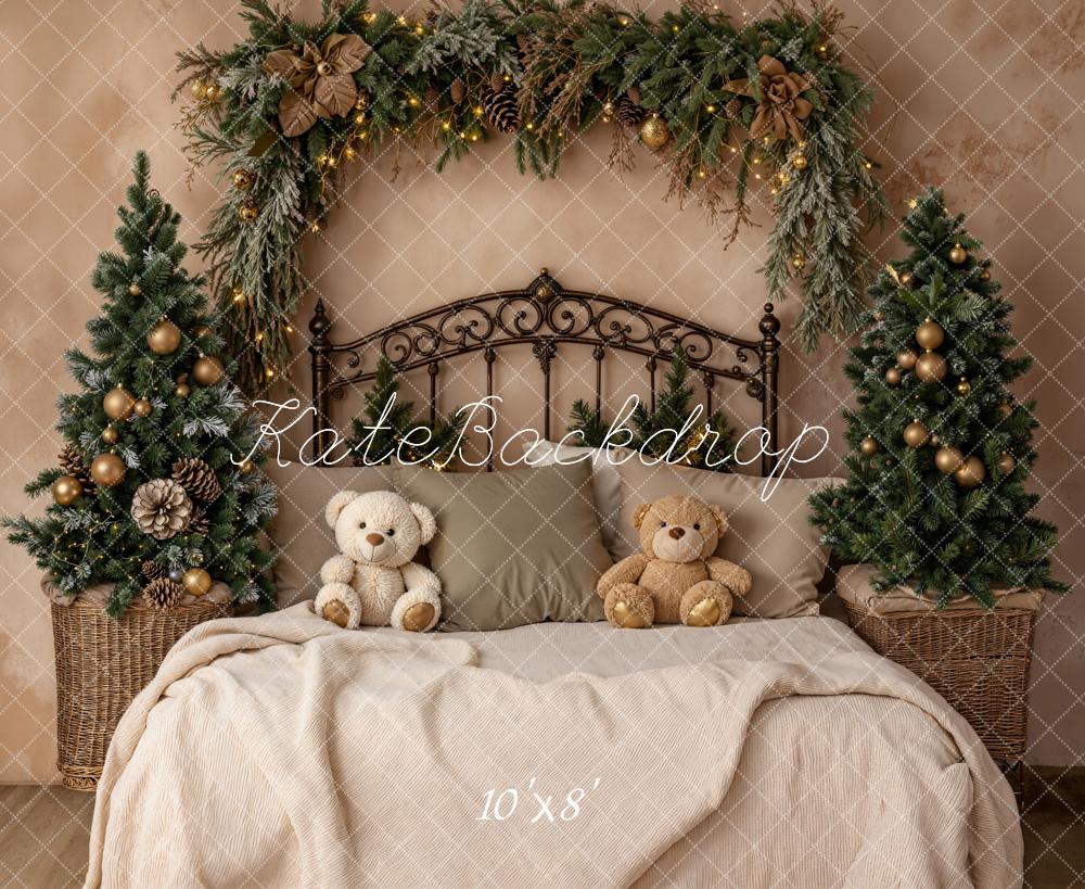 Kate Noël Sapins Ours Tête de Lit Toile de fond en Laine conçue par Emetselch - Kate Backdrop FR