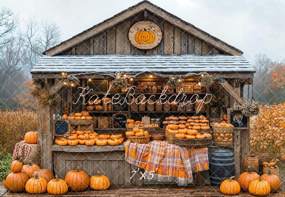 Kate Automne Marché Citrouilles Bois Toile de fond conçue par Emetselch