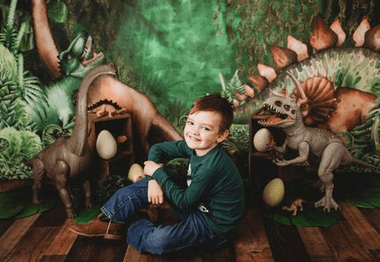 Kate Été Jungle Aventure Dinosaures Toile de fond conçue par Mandy Ringe - Kate Backdrop FR