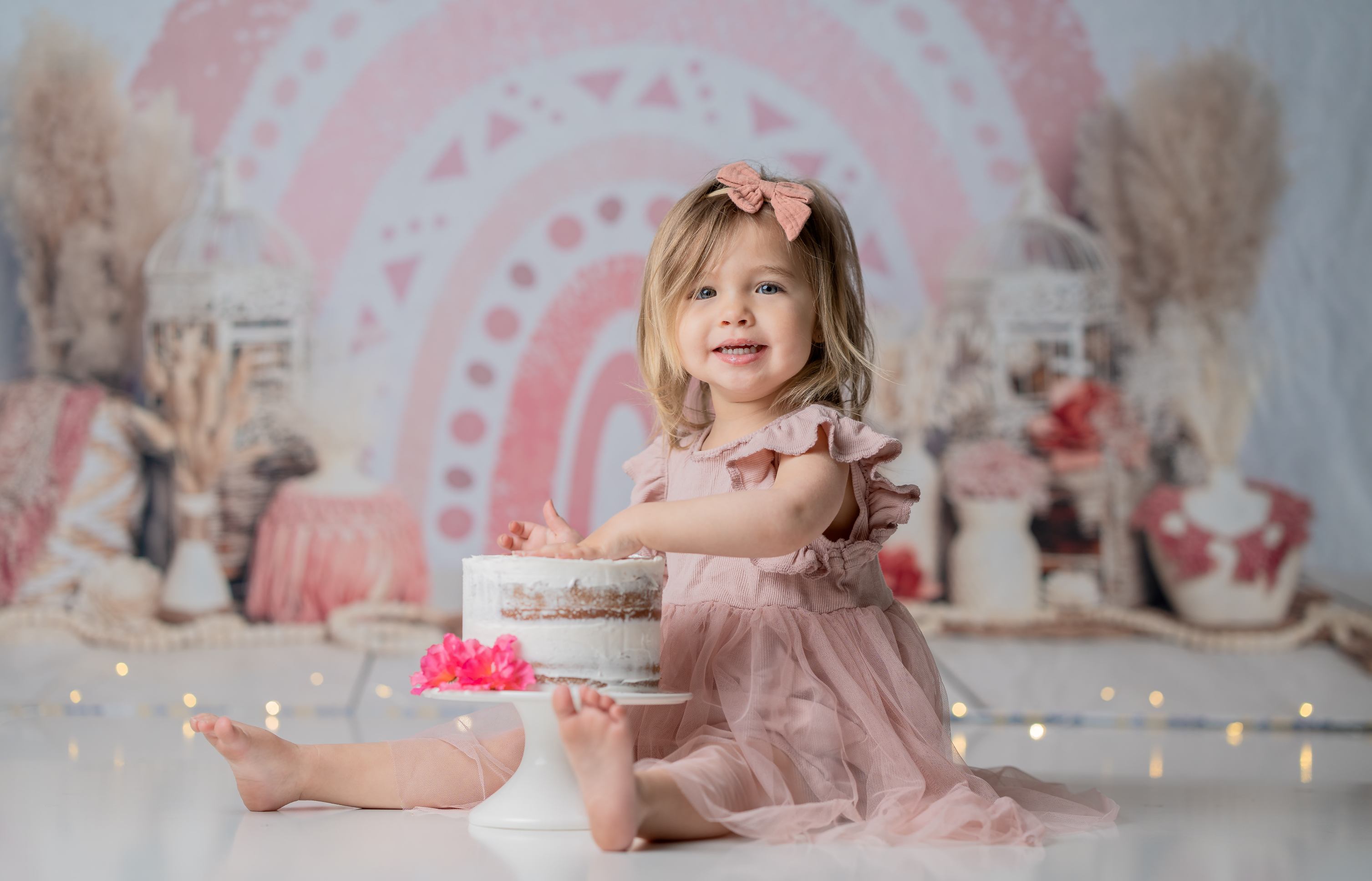 Kate Boho Arc-en-ciel Rose Toile de fond conçu par Ashley Paul - Kate Backdrop FR