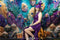 Kate Mardi Gras Plume de Paon Masque Mur Toile de fond conçue par Mini MakeBelieve - Kate Backdrop FR