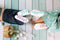 Kate Vert menthe Blanc Bois Tapis de sol en Caoutchouc conçue par Mini MakeBelieve - Kate Backdrop FR