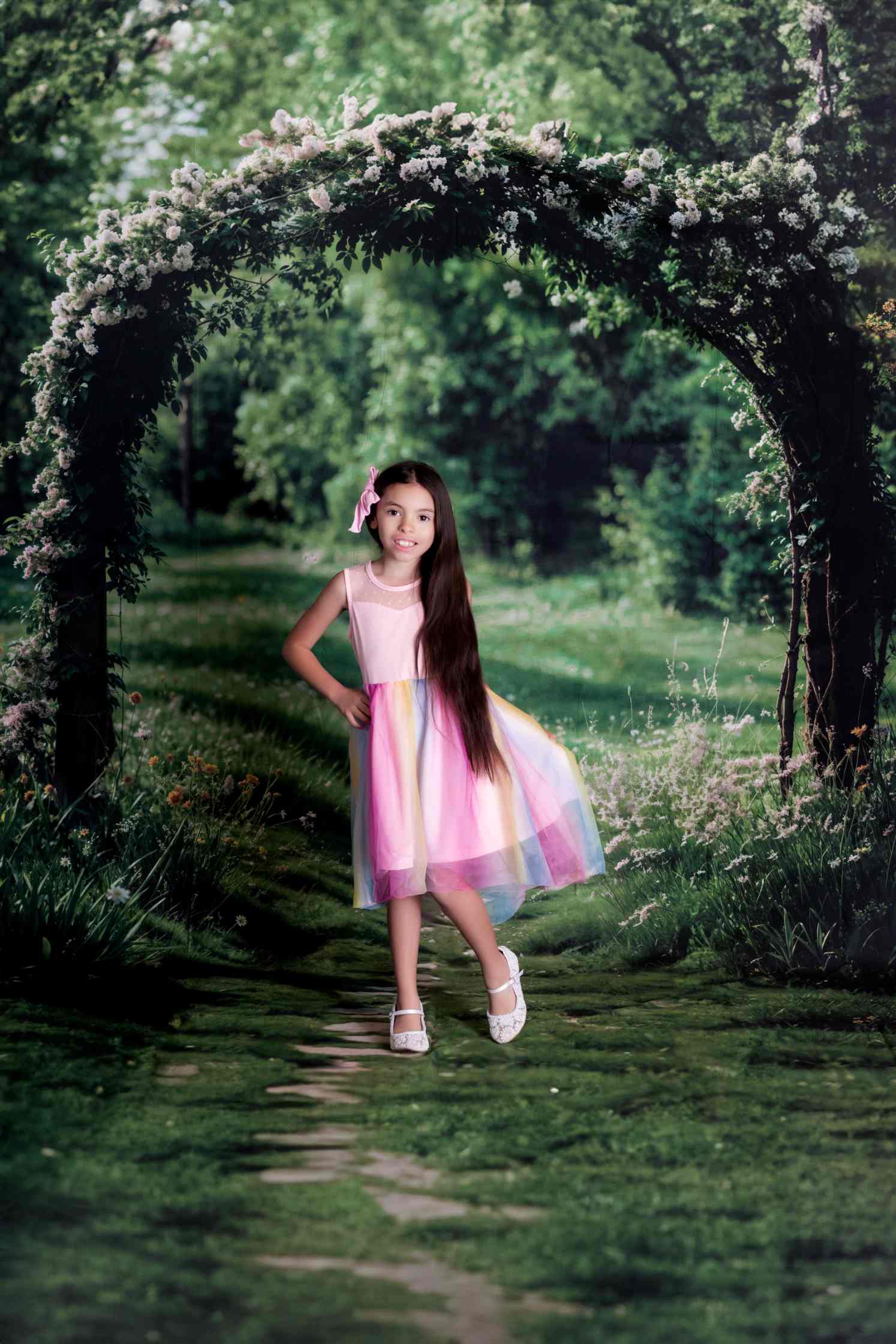 Kate Printemps Forêt Arche Jardin Chemin Vert Toile de fond conçue par Emetselch - Kate Backdrop FR