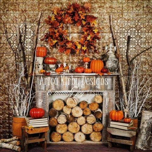 Kate Automne Doré Bois de chauffage Toile de fond conçue par Arica Kirby - Kate Backdrop FR