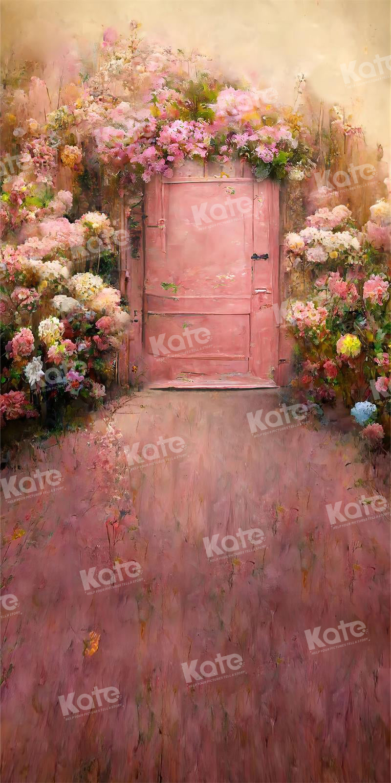 Kate Printemps Peinture Rétro Fleur épanouie Porte Toile de fond pour la photographie