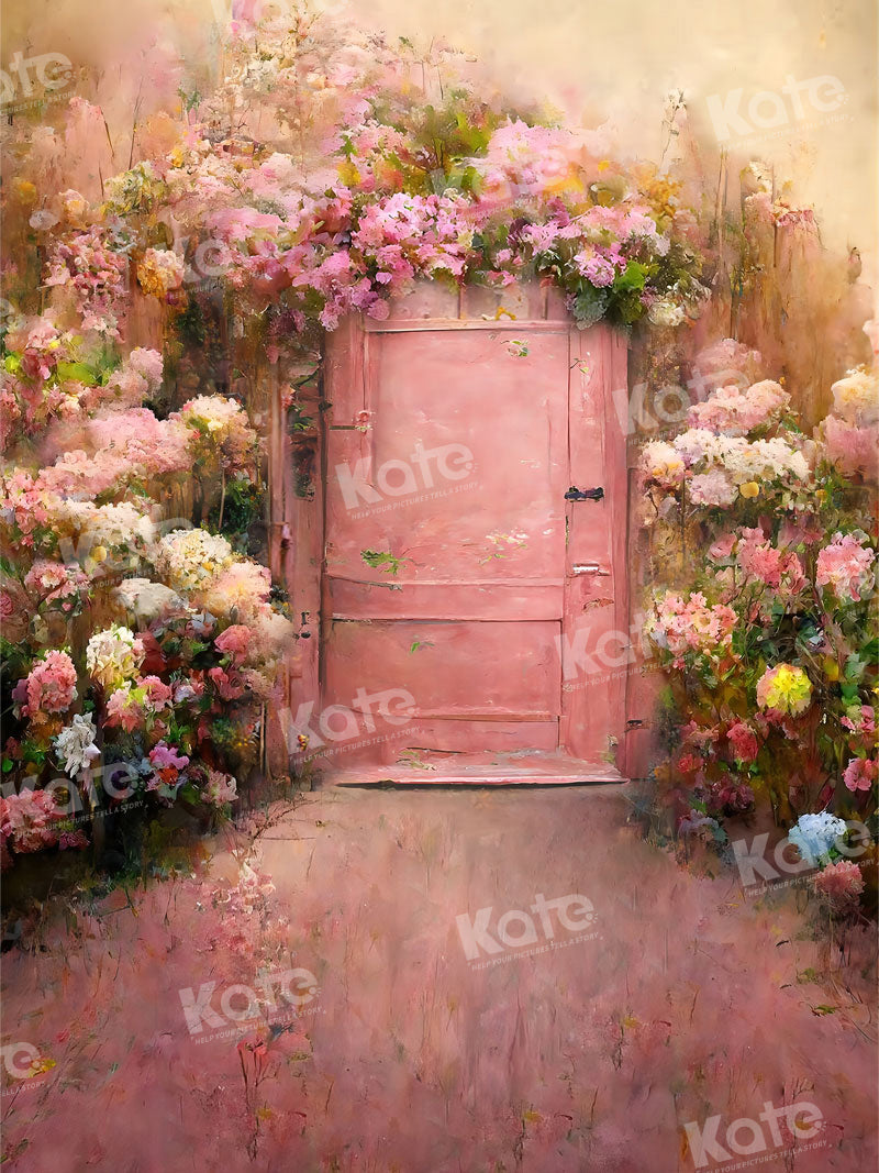 Kate Printemps Peinture Rétro Fleur épanouie Porte Toile de fond pour la photographie
