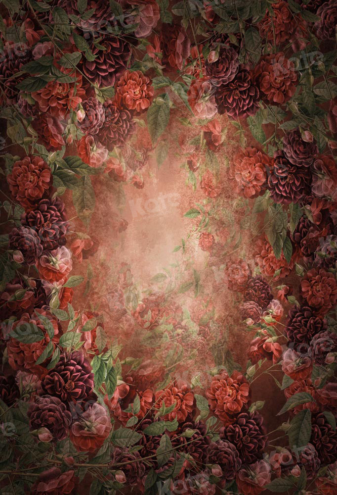 Kate Beaux-Arts Rouge Floral Portrait Toile de fond conçue par GQ - Kate Backdrop FR