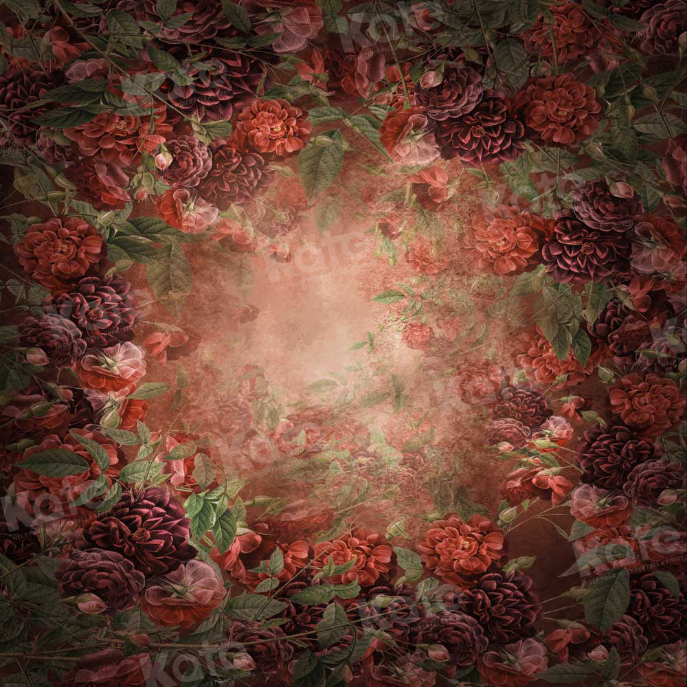 Kate Beaux-Arts Rouge Floral Portrait Toile de fond conçue par GQ - Kate Backdrop FR