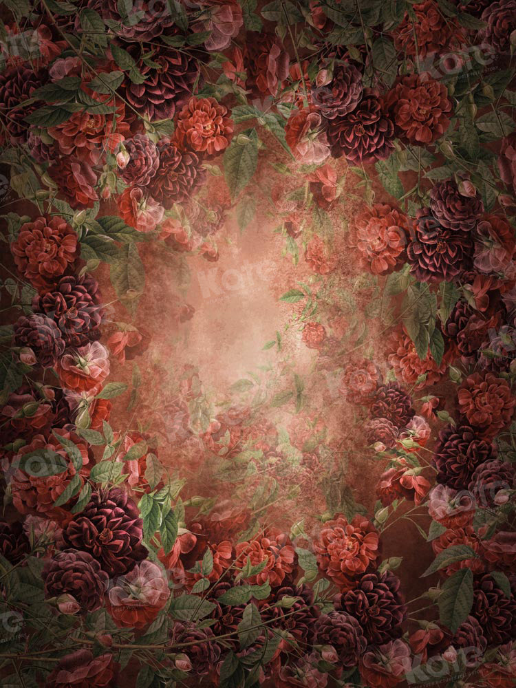 Kate Beaux-Arts Rouge Floral Portrait Toile de fond conçue par GQ - Kate Backdrop FR