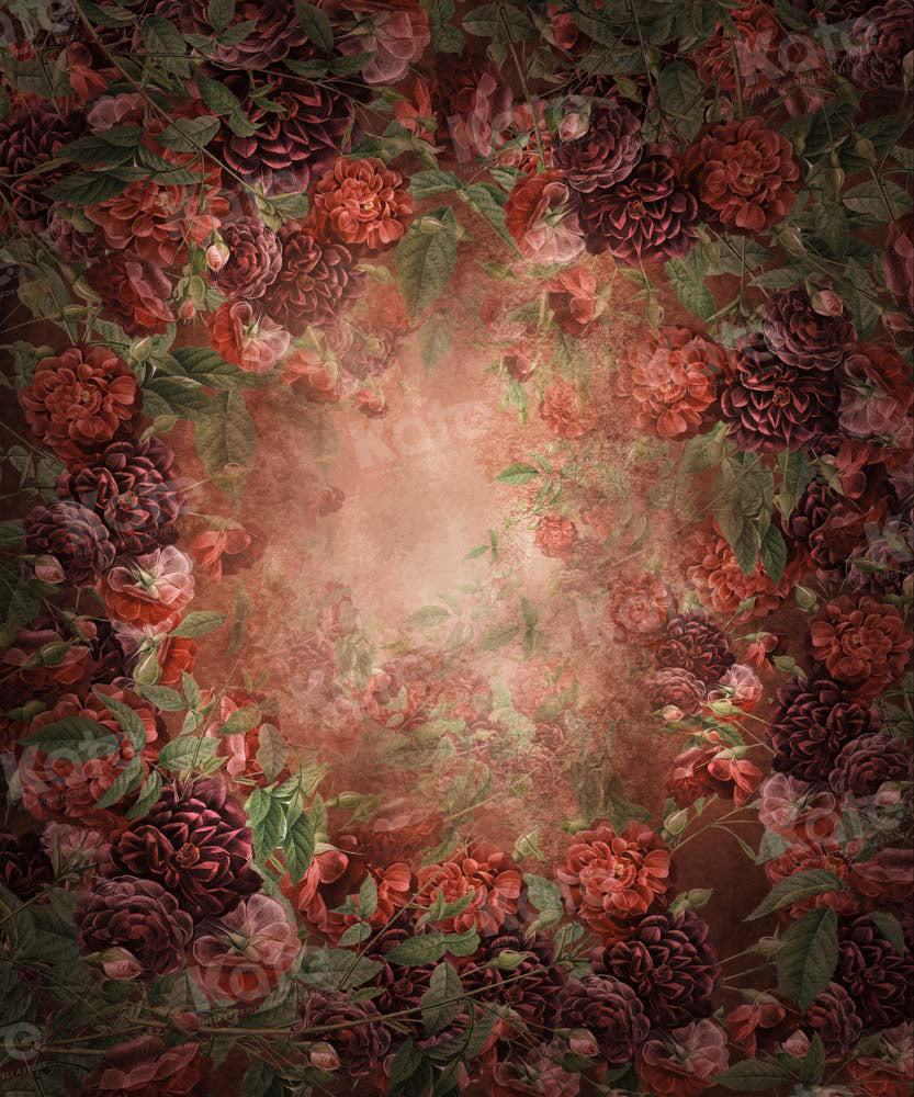 Kate Beaux-Arts Rouge Floral Portrait Toile de fond conçue par GQ - Kate Backdrop FR