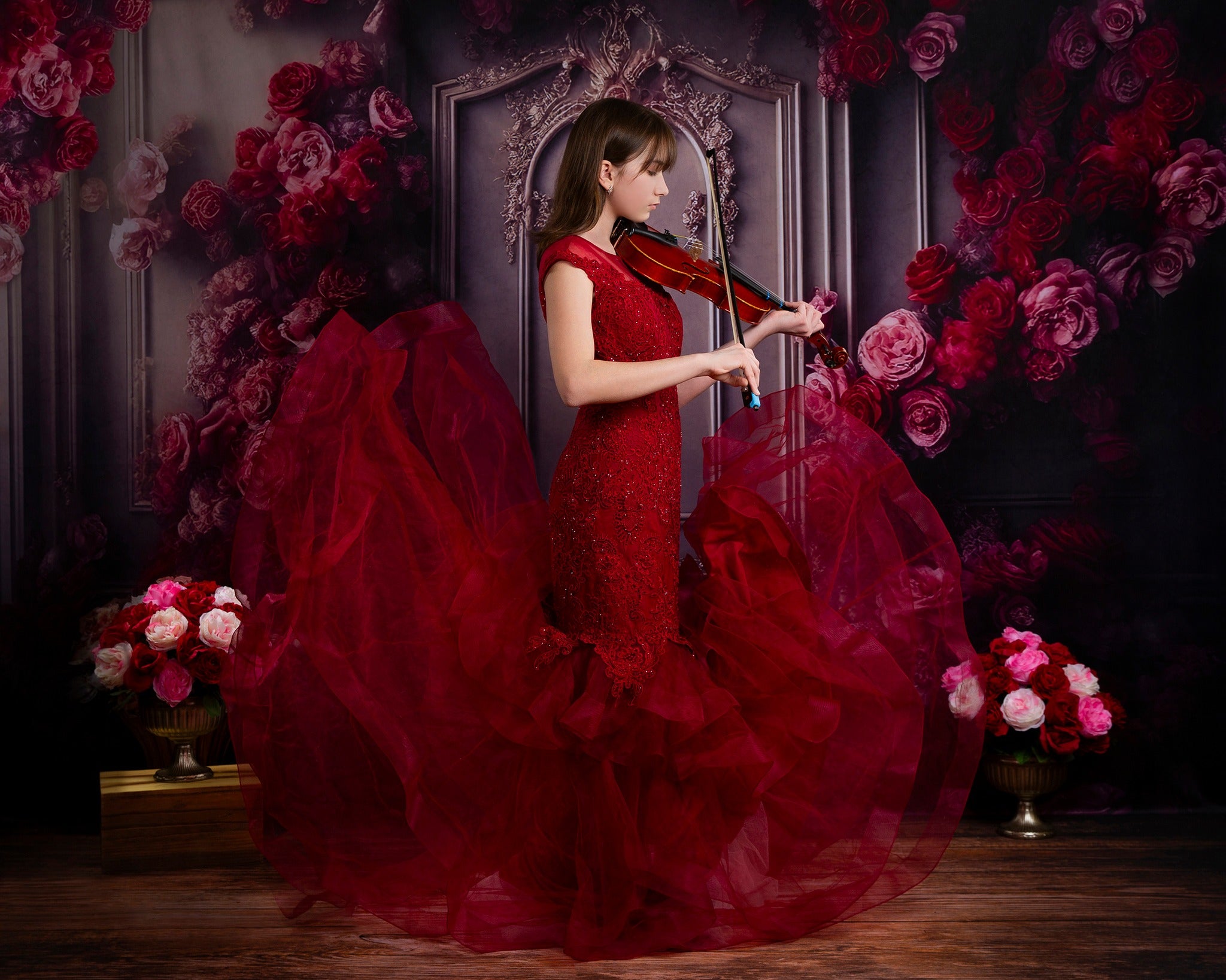 Kate Romantique Rose Mur Vintage Floral Toile de fond pour la photographie - Kate Backdrop FR