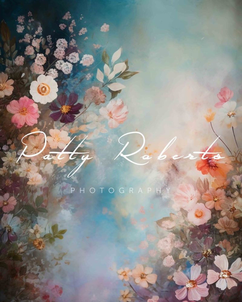 Kate Jardin enchanté Bleu Rose Toile de fond Conçu par Patty Robert - Kate Backdrop FR