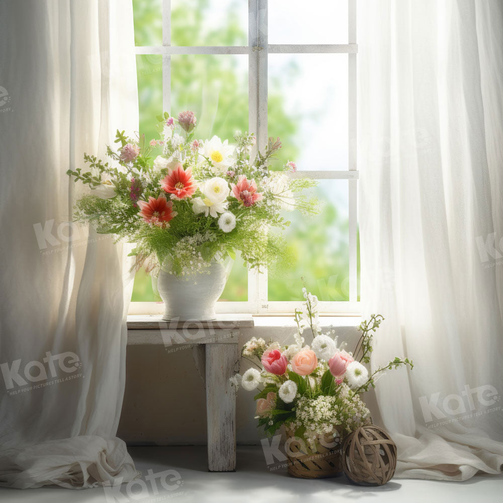 Kate Printemps Fleurs Fenêtre Toile de fond conçue par Chain Photographie - Kate Backdrop FR