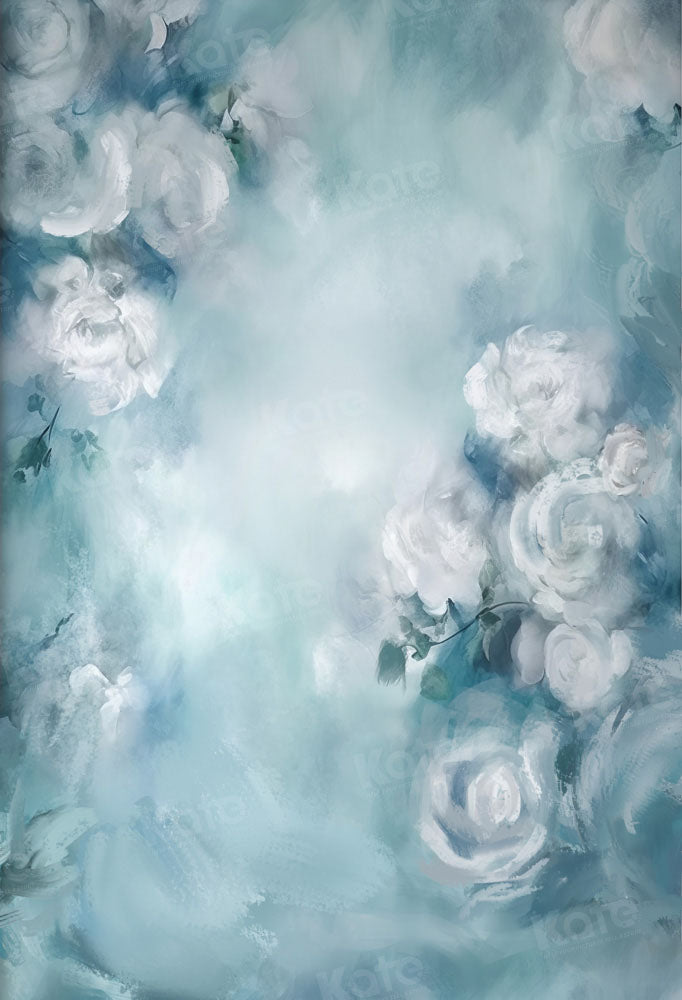 Kate Bleu Blanc Beaux-Arts Fleurs Toile de fond Conçu par GQ