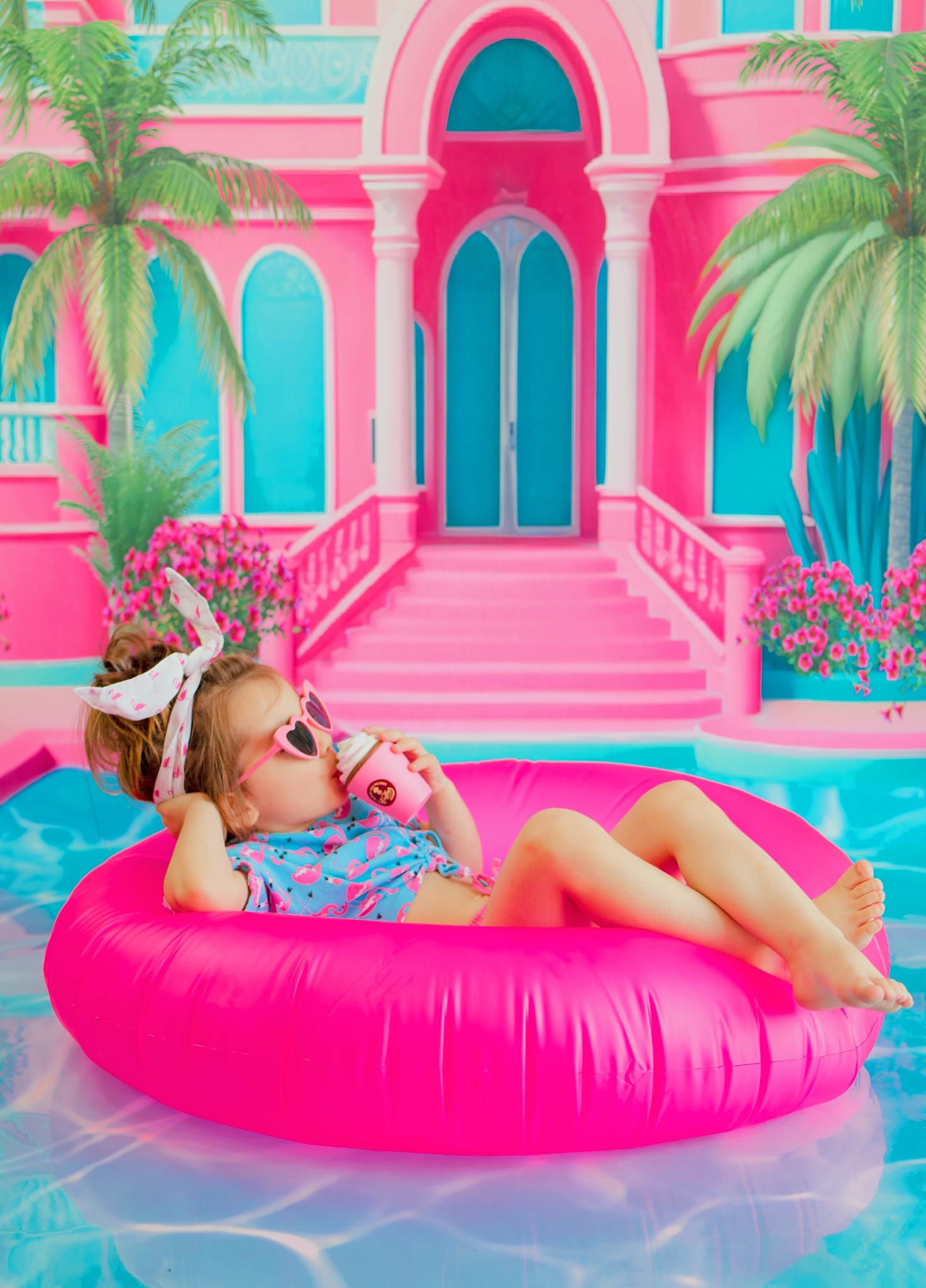 Kate Balayage Été Piscine Rêve de poupée Toile de fond conçu par Ashley Paul - Kate Backdrop FR