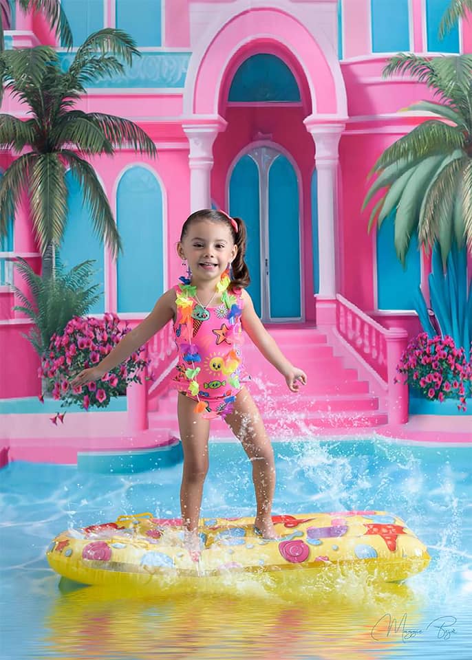 Kate Été Piscine Rêve de poupée Toile de fond conçu par Ashley Paul - Kate Backdrop FR