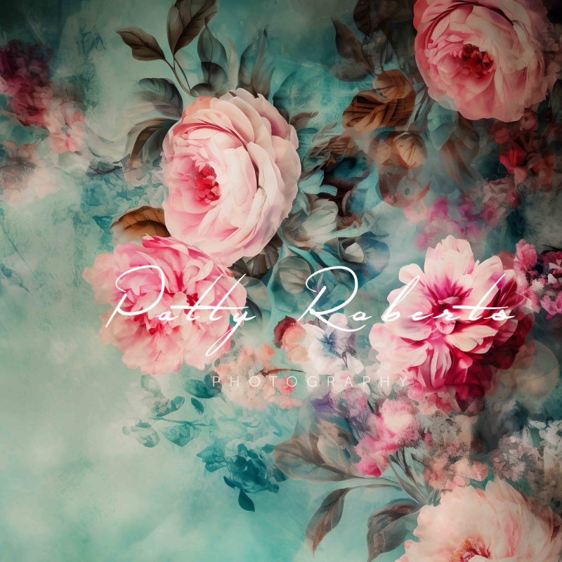 Kate Rose Bleu-vert Floral Beaux-arts Toile de fond Conçu par Patty Robert