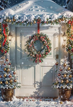 Kate Sapin de Noël Neige Porte Hiver Toile de fond pour la photographie - Kate Backdrop FR