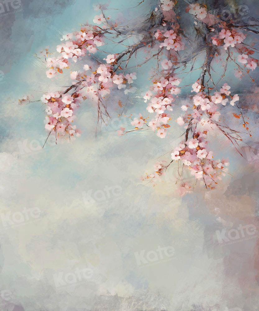 Kate Beaux-Arts Fleurs Rose Bleu Toile de fond Conçu par GQ - Kate Backdrop FR