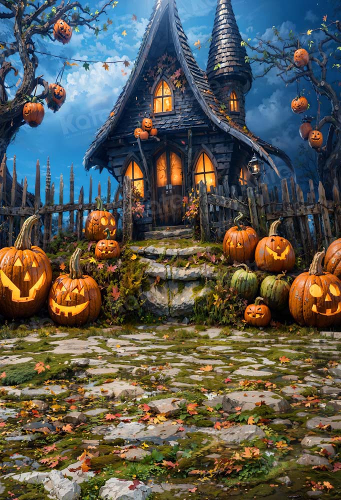 Kate Halloween Citrouille Maison Sol Toile de fond conçue par Chain Photographie - Kate Backdrop FR