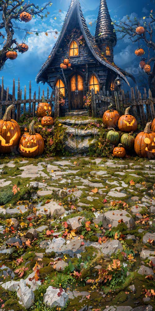 Kate Sweep Mur-à-Sol Halloween Citrouille Maison Toile de fond conçue par Chain Photographie - Kate Backdrop FR