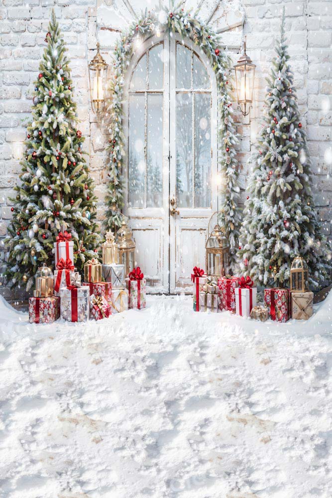 Kate Noël Porte Arbres Neige Sol Toile de fond conçue par Chain Photographie - Kate Backdrop FR