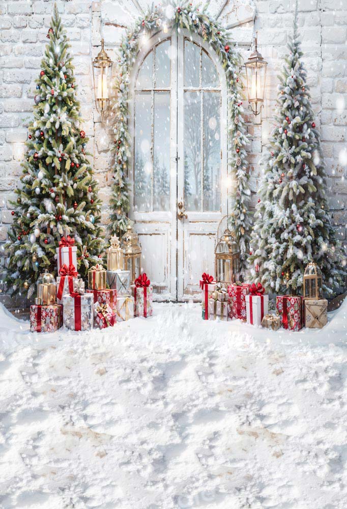 Kate Noël Porte Arbres Neige Sol Toile de fond conçue par Chain Photographie - Kate Backdrop FR