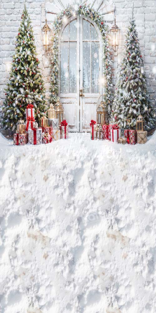 Kate Sweep Mur-à-Sol Noël Porte Arbres Neige Toile de fond conçue par Chain Photographie - Kate Backdrop FR