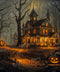 Kate Halloween Sinistre Citrouille Maison Forêt Toile de fond pour la photographie - Kate Backdrop FR