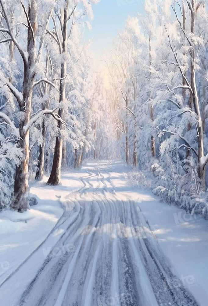 Kate Hiver Neige Route Arbres Toile de fond conçue par Chain Photographie - Kate Backdrop FR