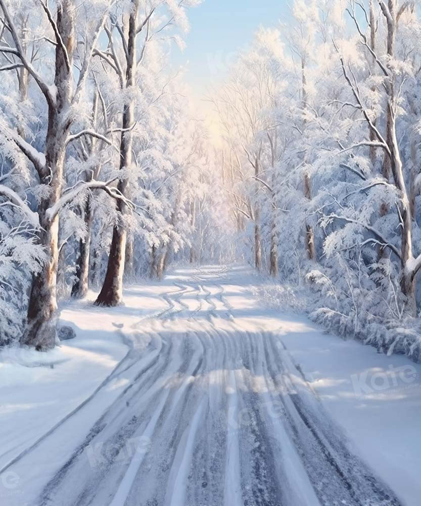 Kate Hiver Neige Route Arbres Toile de fond conçue par Chain Photographie - Kate Backdrop FR