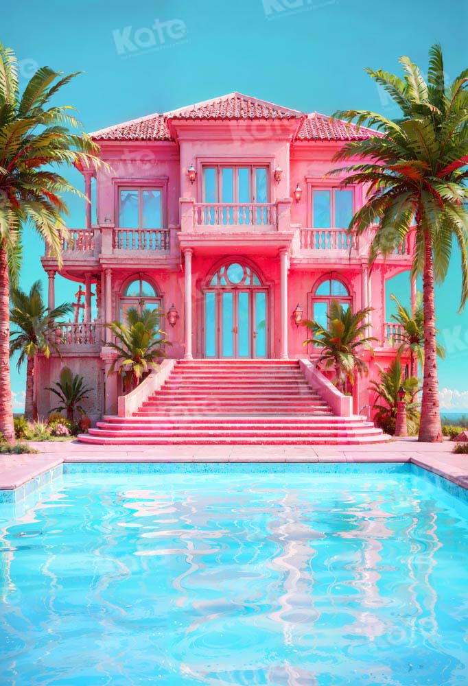 Kate Piscine Château Rose Été Toile de fond conçue par Emetselch - Kate Backdrop FR