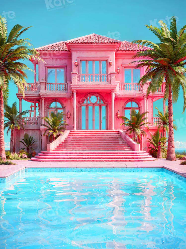 Kate Piscine Château Rose Été Toile de fond conçue par Emetselch - Kate Backdrop FR