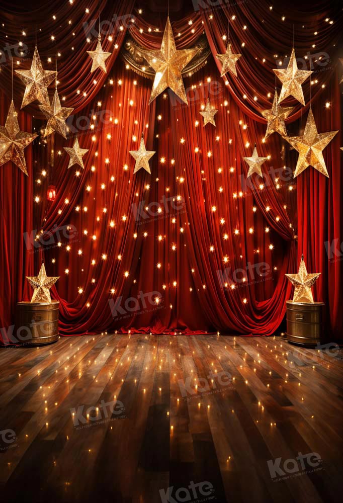 Kate Étoiles Rouge Scène Sol Toile de fond conçue par Chain Photographie - Kate Backdrop FR