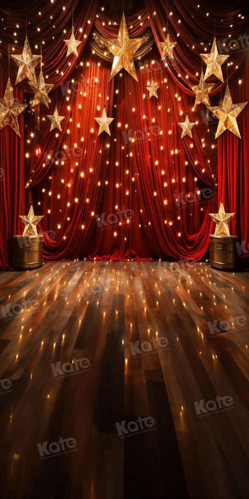 Kate Sweep Mur-à-Sol Étoiles Rouge Scène Sol Toile de fond conçue par Chain Photographie - Kate Backdrop FR