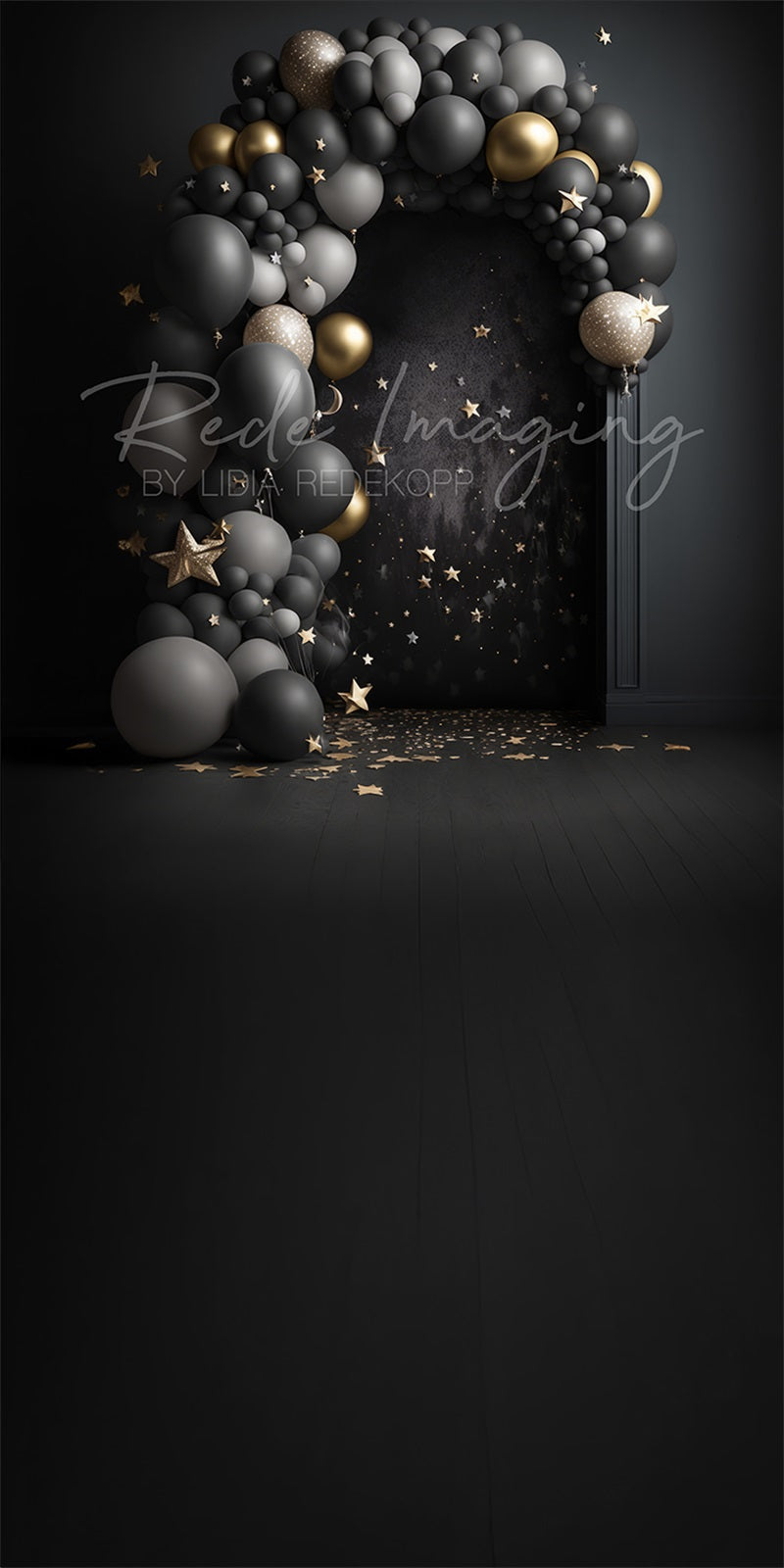 Kate Sweep Mur-à-Sol Sombre Arche de ballons Toile de fond conçue par Lidia Redekopp - Kate Backdrop FR
