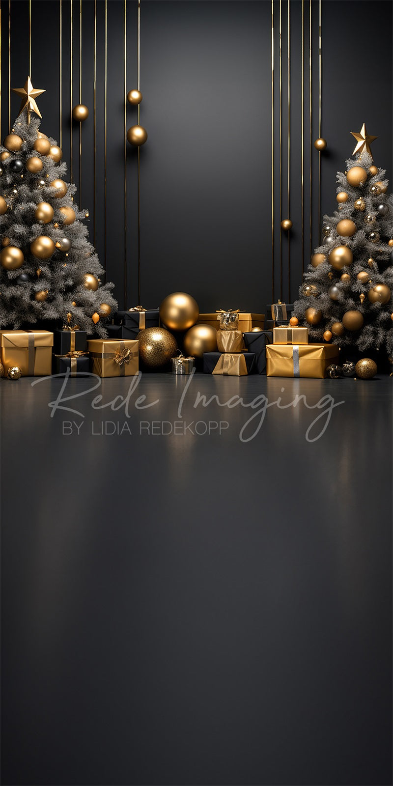 Kate Balayage Noir Doré Sapin de Noël Toile de fond conçue par Lidia Redekopp
