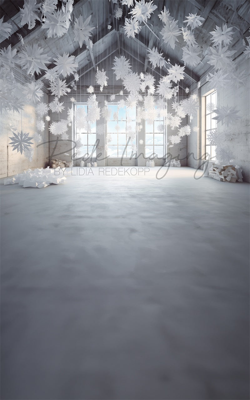 Kate Sweep Mur-à-Sol Flocon de neige Chambre Toile de fond conçue par Lidia Redekopp - Kate Backdrop FR