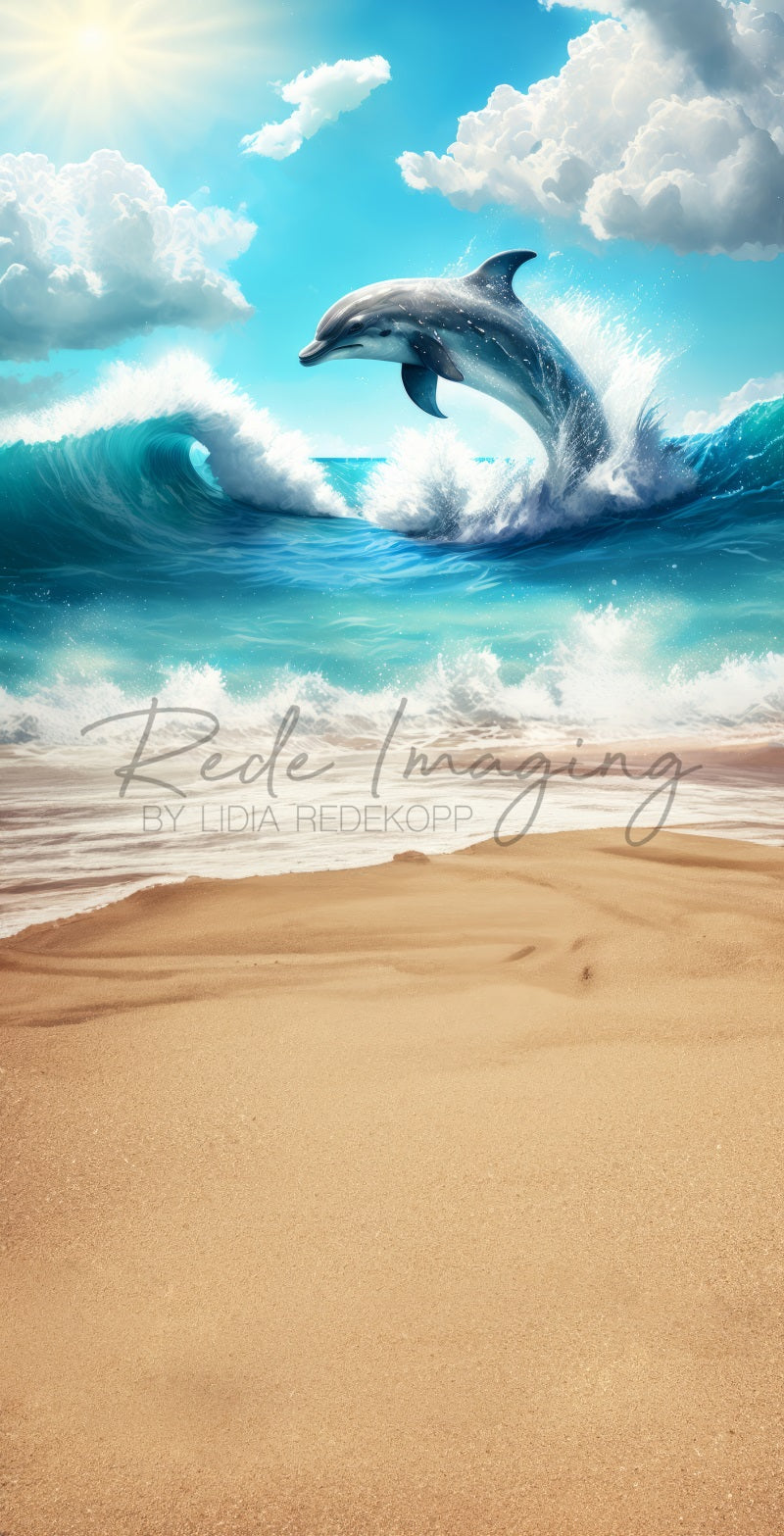 Kate Sweep Mur-à-Sol Dauphin Plage Toile de fond conçue par Lidia Redekopp - Kate Backdrop FR